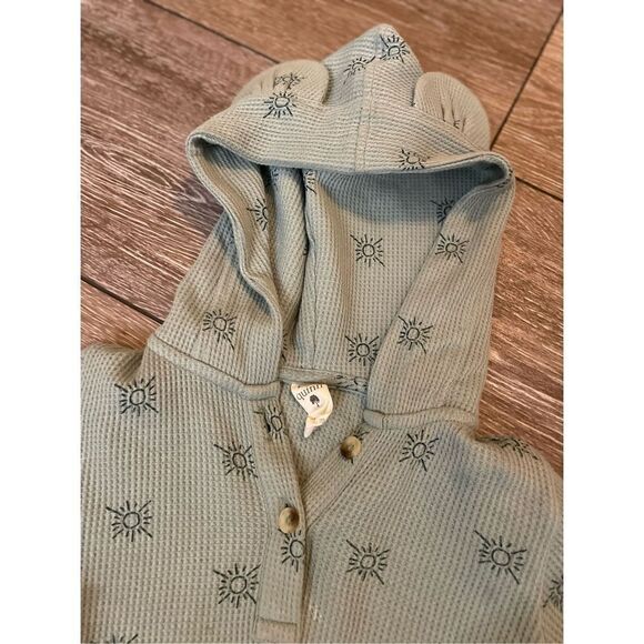 KATE QUINN LONG SLEEVE HENLEY DRESS BEAR SEA PINE TINY SUNS ORGANIC - Picture 2 of 5